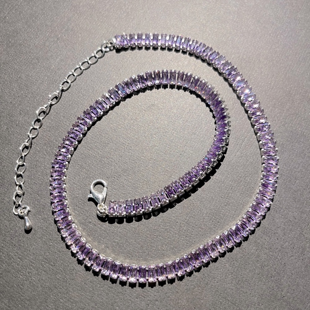 Purple crystal choker necklace